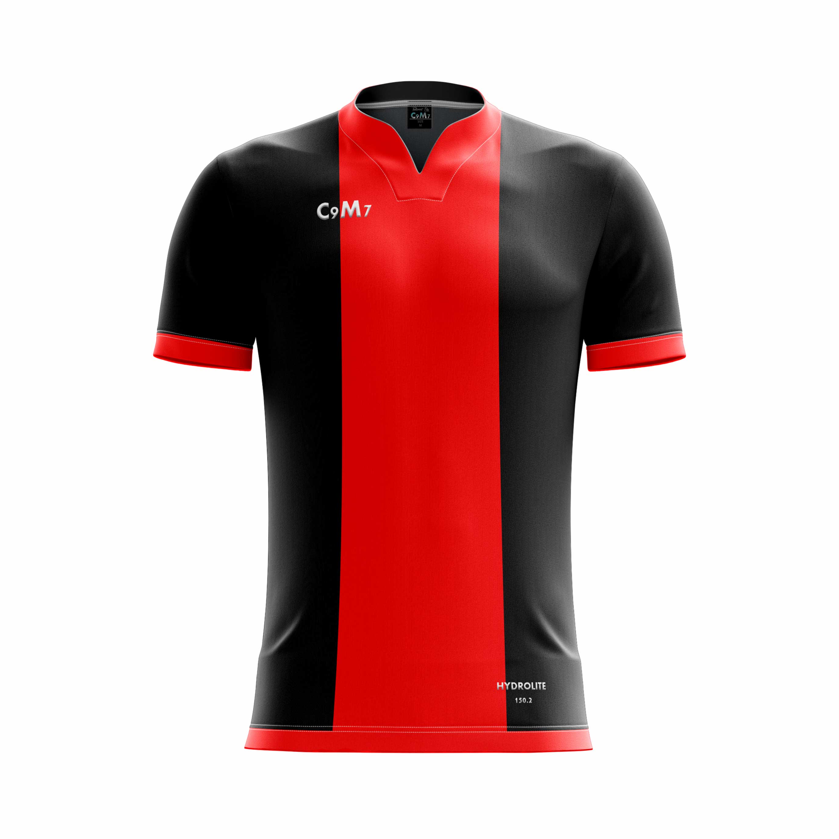red and black soccer jersey